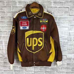 Chase Authentics NASCAR Dale Jarrett UPS Heavyweight Snap Up Jacket LARGE NWT